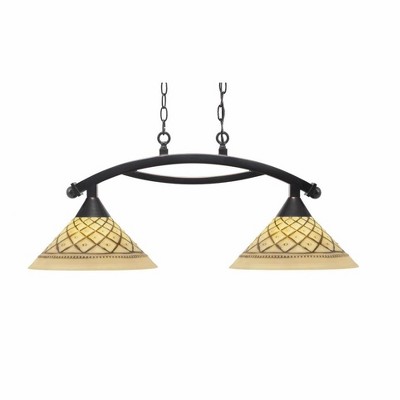 Toltec Lighting Bow 2 - Light Island Pendant Light in  Black Copper with 12" Chocolate Icing Shade