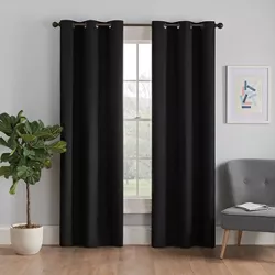 1pc 42"x95" Blackout Thermaback Microfiber Window Curtain Panel Black - Eclipse