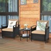 Tangkula 3-Piece Rattan Sofa Chair Patio Conversation Set with Coffee Table & Cushions - 2 of 4
