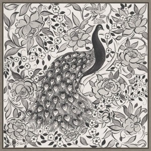 22" x 22" Peacock Garden III BW by Miranda Thomas: Modern Abstract Animal Lithograph - Amanti Art - 1 of 4