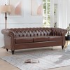 84.65" Chesterfield Sofa,Couch Upholstered Sofa Rolled Arm Sofa with Wood Legs for Living Room - 2 of 4