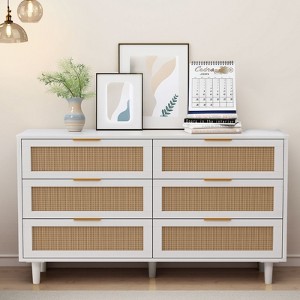 FONTOI Retro Farmhouse Style Wooden Dresser with 6 Drawers, Storage Cabinet for Bedroom, White, 15.75"*29.72"*51.18" - 1 of 4