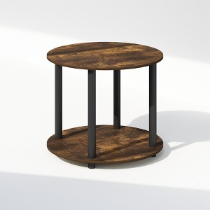 Furinno Turn-N-Tube Simple Design 2-Tier Round Wooden Side End Table, Amber Pine - 1 of 1