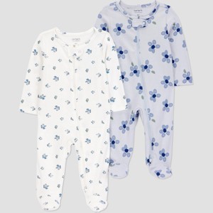 Carter's Just One You® Baby Girls' 2pk Floral Sleep N' Play - Blue - 1 of 3