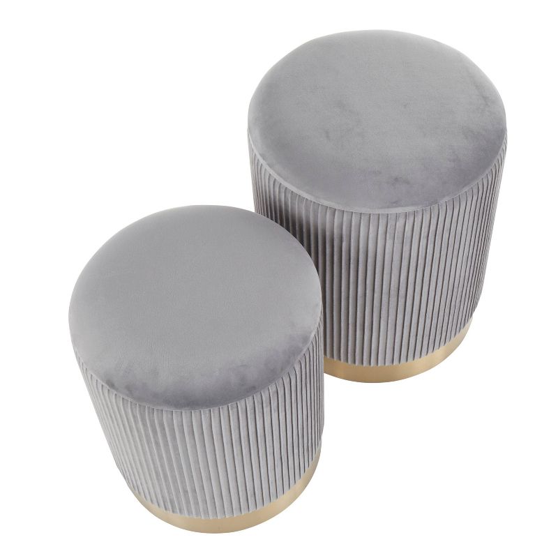 Marla Contemporary Nesting Pleated Ottomans Gold/Gray - LumiSource, 6 of 15