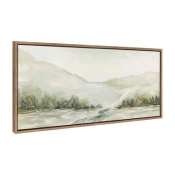 Kate & Laurel All Things Decor 18"x40" Sylvie Winter Landscape 6 Framed Canvas Wall Art by Annie Quigley Gold Nature Holiday Snow