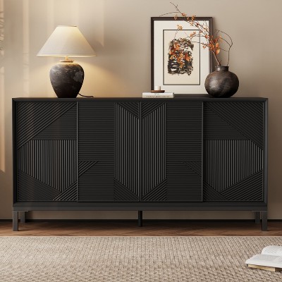 Christopher Knight Home Ilene Modern Geometric Accent Cabinet with Vertical Striped Sliding Doors