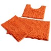 Home Mart Goods 3 Piece Set Orange Soft Cozy Plush Chenille Bath Mat Highly Absorbent Bathroom Rug - 3 of 4