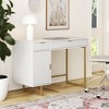 Nathan James Jacklyn Fluted Vanity Desk White Gold: Elegant Makeup Table, Unlit Mirror, Metal Frame - 2 of 4