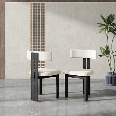 POVISON Mid-Century Modern Wood Dining Chairs Set of 2, White & Black Side Chairs, Fully Assembled