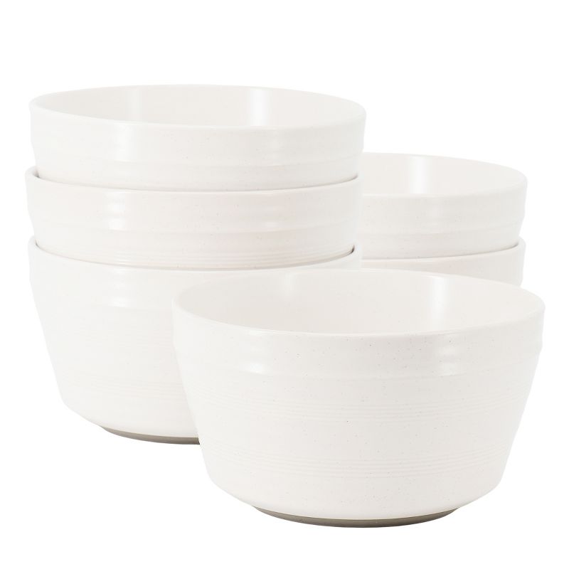 Gibson Bee and Willow Milbrook 6 Piece 6 Inch Stoneware Bowl Set in White Speckle, 1 of 6