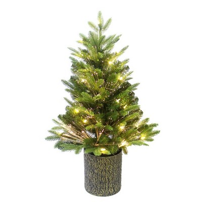 Kurt Adler 32" Northern Light Pot Tree with Fiber-Optics and Warm White LED Lights