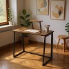 Folding Desk 31.5 Inch, Simple Compact Writing Study Table with Removable Monitor Stand, Portable Standing Desk Work Station Brown - 3 of 4