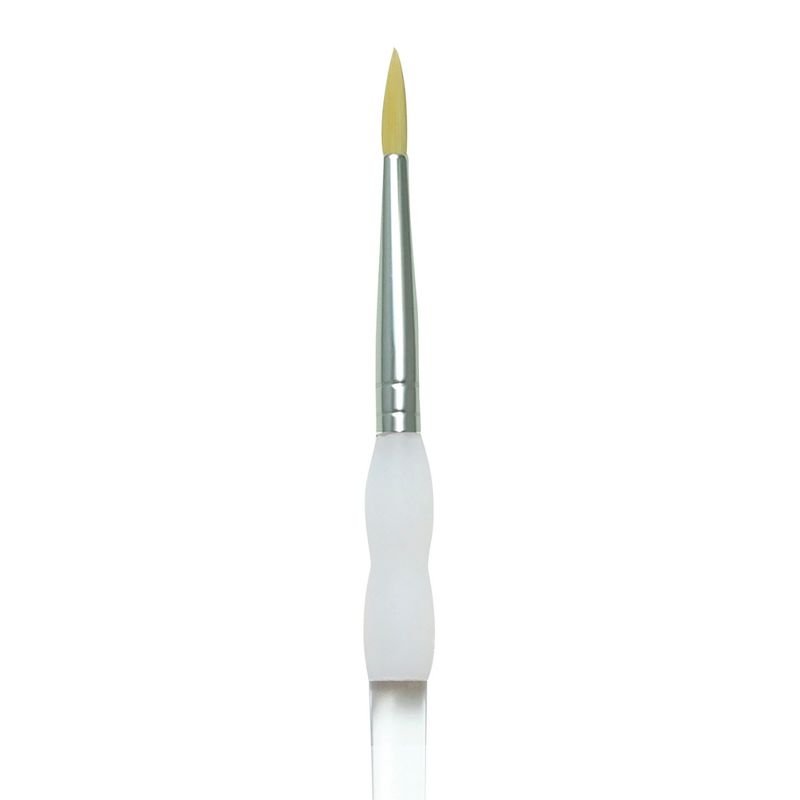 Royal & Langnickel Soft Grip Round Golden Taklon Fiber Non-Slip Rubber Grip Acrylic Handle Paint Brush, Size 3, Pack of 12, 1 of 2