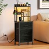 Furnulem Tall Night Stand with 3 Fabric Drawers and LED Lights, Nightstand with Bookshelf - 2 of 4