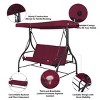 Tangkula 3 Person Porch Swing Hammock Bench Chair Outdoor with Canopy Turquoise/Beige/ Black/Brown/Wine Red - 4 of 4