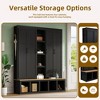 Whisen Freestanding Hall Tree with Shoe Bench, Storage Shelves and 3 Hanging Hooks - 3 of 4