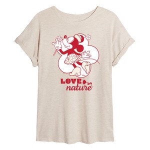 Women's - Disney - Minnie Mouse Love Nature Oversized Graphic T-Shirt - 1 of 4