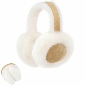 FAAYFIAN Faux Fur Earmuffs for Women Winter Foldable Warm Ear Muffs Soft Fuzzy Plush Ear Warmers - 1 of 4