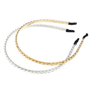 Unique Bargains Women's Metal Twisted Link Chain Shape Headbands Gold Tone Silver Tone 4.72"x0.2" 2 Pcs - 1 of 4