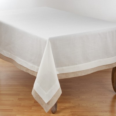 Ivory and Natural Double Layer Rectangular Tablecloth