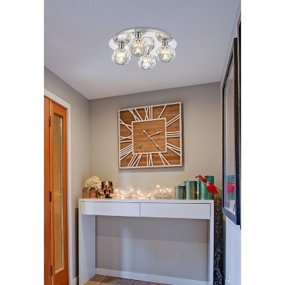 Modern Chrome Globe Ceiling Lamp with K9 Crystal Spheres