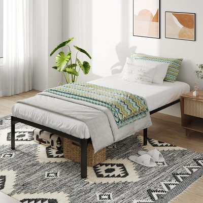 MAYEERTY 14"H Twin Size Bed Frames Metal Platform Bed No Box Spring Needed£¬Under Bed Storage, Black
