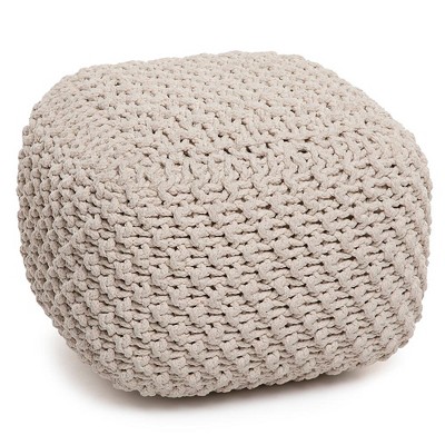 BirdRock Home Square Pouf Foot Stool Ottoman for Living Room & Bedroom - Natural