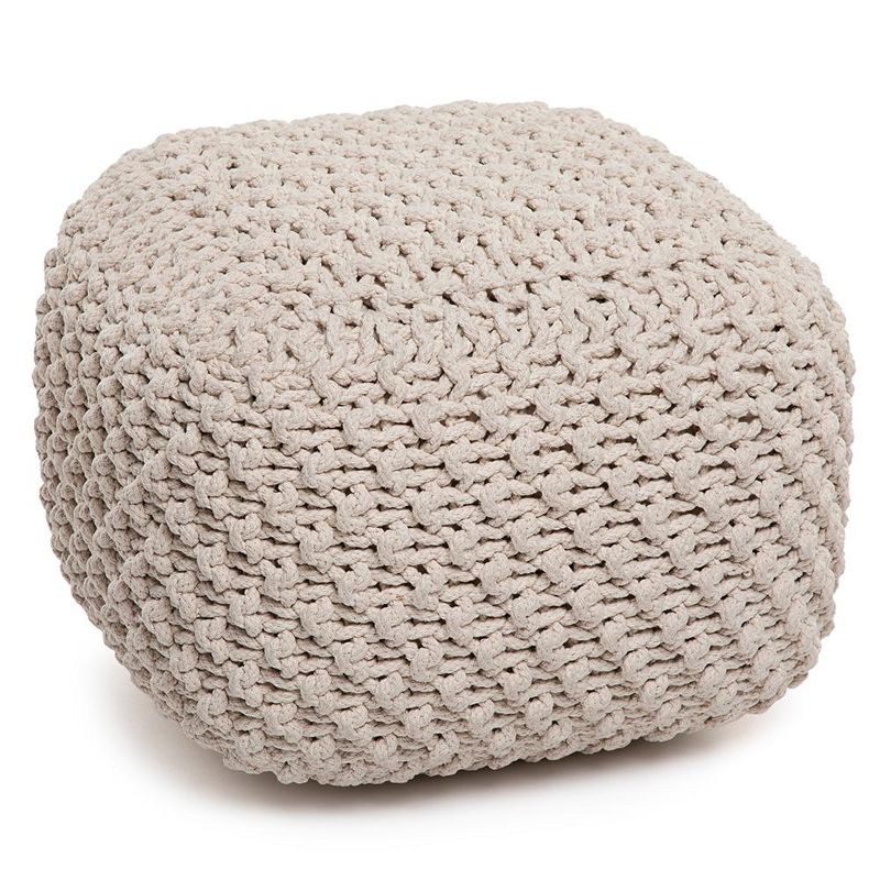 BirdRock Home Square Pouf Foot Stool Ottoman for Living Room & Bedroom - Natural, 1 of 5