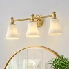 Dewdrop Minimalist Vanity Light Wall Lights, 3-Light Antique Brass with Opal Glass For Powder Room - 3 of 4
