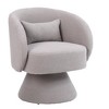 Grungis Linen Swivel Accent Chair with Wooden Base,Ergonomic Design Barrel Chair,Armchair for Bedroom,Reading Room - 4 of 4