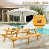 Zevemomo 8 Person Wood Picnic Table, Rectangle Tabletop with Umbrella Hole, 2 Built-in Long Benches, 2220LBS Total Capacity for Backyard, Light Wood - 2 of 4