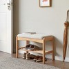 Dolonm Solid Wood Shoe Bench with Cushion, 2-Tier Storage Organizer, Entryway Bench for Hallway, Living Room, Bedroom - 4 of 4