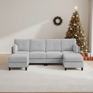 Mjkone 89" U Shaped Sectional Couches with 2 Ottomans,6-Seater Sofa - 1 of 4