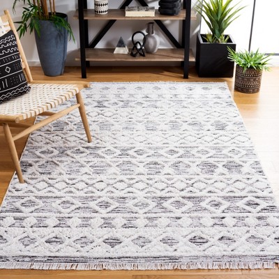 Augustine Black and Ivory Synthetic Flat Woven 8' x 10' Area Rug
