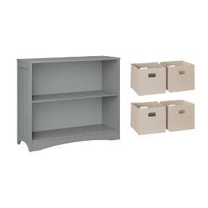 RiverRidge Kids' Playroom Horizontal Toy Organizer Bookshelf with Open Storage Shelves with 4 Fabric Bins - 1 of 4