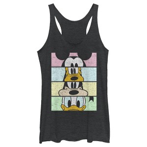 Women's Mickey & Friends Distressed Group Cropped Portraits Racerback Tank Top - 1 of 4