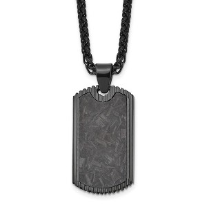 Chisel Stainless Steel Black IP-plated with Black Carbon Fiber Inlay Dog Tag on a 24" Wheat Chain Necklace - 1 of 4