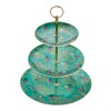 Portmeirion Sara Miller Chelsea 3 Tier Cake Stand - Fine China with Gold Detailing - 10.5", 8", 6" Plates - 2 of 4