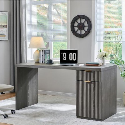 TAJSOON 60" Modern Executive Desk with Storage,Grayish Green
