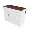 Homy Casa Rolling Kitchen Island Cart with Extendable Wood Countertop, Drawers and Cabinets, for Kitchen or Dining Space, White/Walnut - 2 of 4