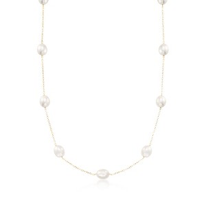 Ross-Simons 8-8.5mm Cultured Pearl Station Necklace in 14kt Yellow Gold - 1 of 4