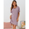 cheibear Women's Ruffled Short Sleeve Bow-Knot Soft Short Nightgowns - 2 of 4