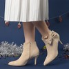 Perphy Women's Bow Pointed Toe Side Zipper Stiletto Heels Ankle Boots - 2 of 4