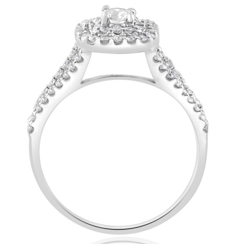 Pompeii3 1Ct TW Diamond Double Cushion Halo Engagement Ring in 10k White Gold, 3 of 6