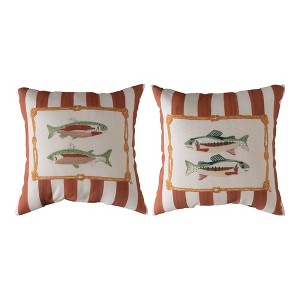 Rustic Gone Fishing 18 Inch Brown Climaweave Accent Pillow by Manual Woodworkers and Weavers - 1 of 3