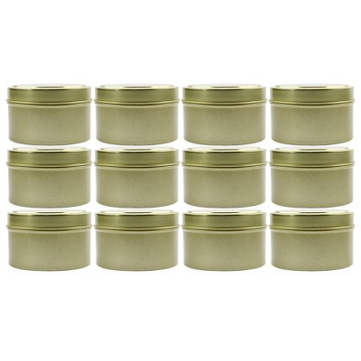 Cornucopia Brands 6oz Round Gold Tins/Candle Tins, 12pk; Metal Tins for Candles, DIY, Party Favors & More, Slip-On Lids Included