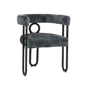 Dolonm Set of 2 Modern Gray Chenille Upholstered Dining Chairs,Round Back Accent Chairs with Metal Legs for Kitchen, Living Room - 1 of 4