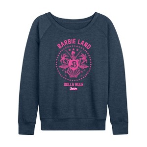 Women's - Barbie - Barbie Land Lightweight French Terry Wide Neck Long Sleeve Shirt - 1 of 4