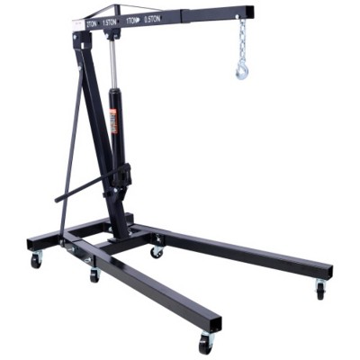 Syemin Lift Jacks 2 Ton Folding Engine Hoist Cherry Picker Shop Crane Hoist Lift, Heavy Duty Steel with 6 Iron Wheels, Black, 63.5"*13"*6.3"